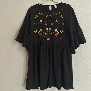 ASOS mini flutter sleeve embroidered dress